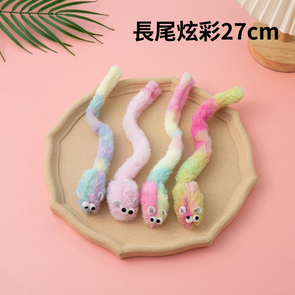 C2C貓薄荷 長尾巴老鼠 貓咪玩具 逗貓玩具 磨牙玩具 寵物玩具 貓薄荷玩具 彩色毛絨小老鼠 仿真老鼠