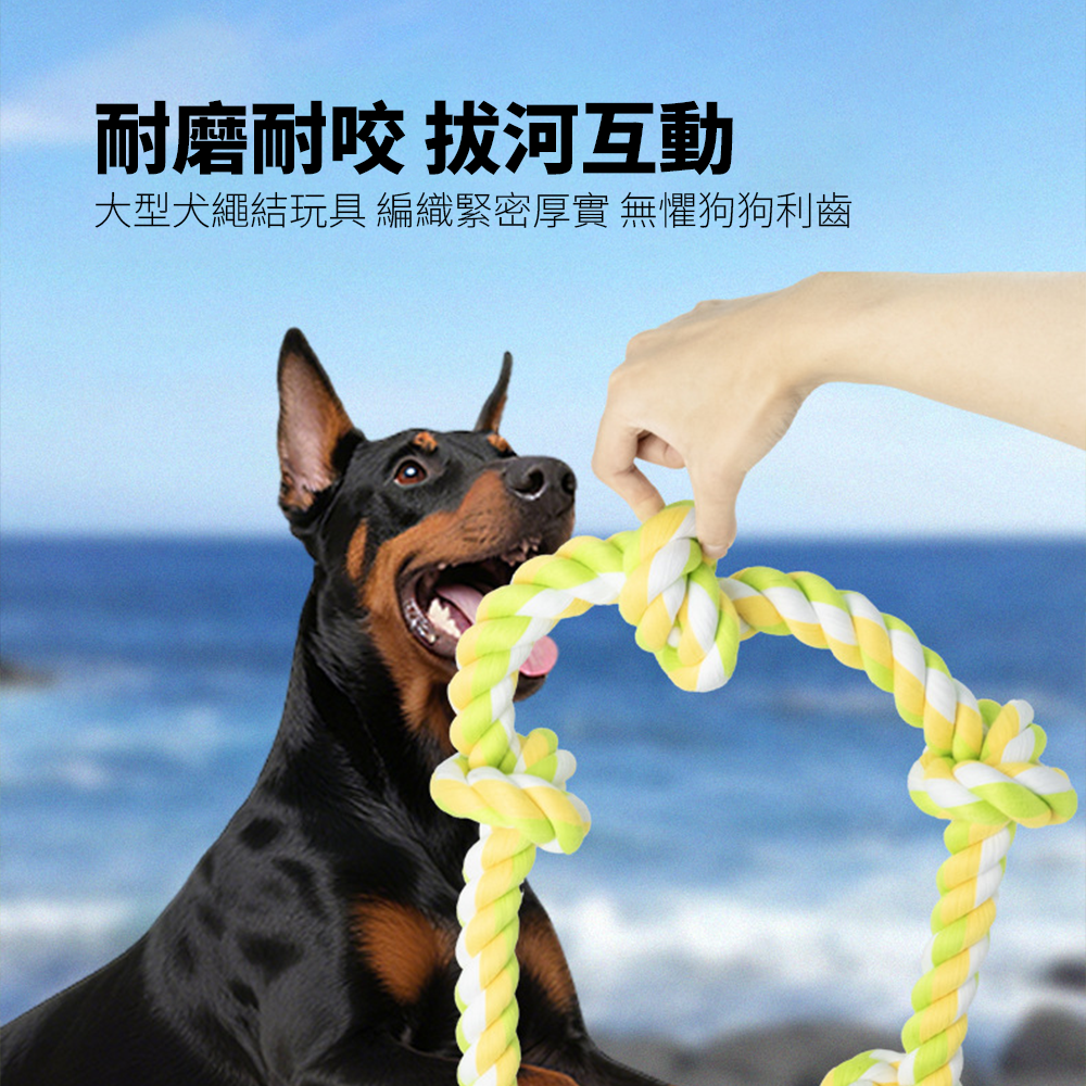 ROOOPE 手工棉繩 中大型犬 大狗狗玩具 寵物磨牙咬繩結 編織五結 寵物玩具 耐咬不易壞