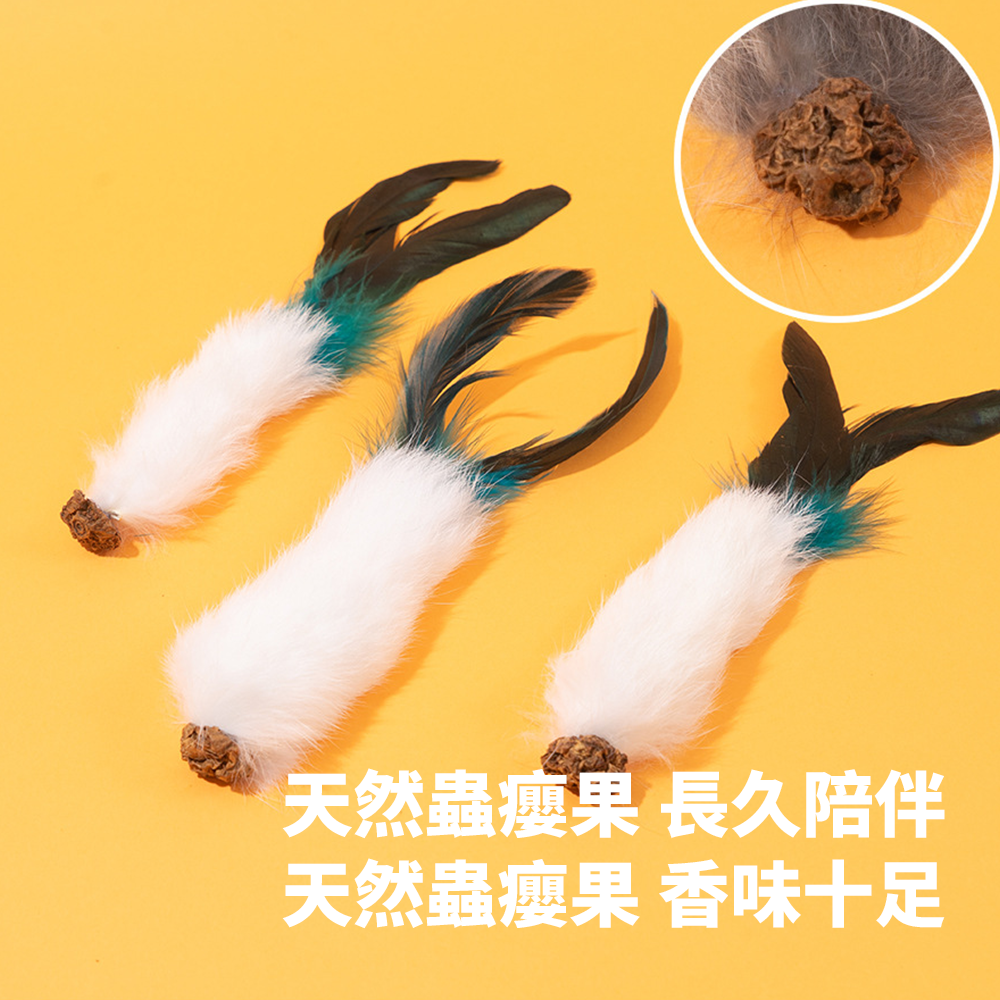 AHWOO 兔毛 蟲癭果 咬咬貓 玩具 貓玩具 天然兔毛蟲 癭果 羽毛 磨牙 啃咬 自嗨 解悶 自己玩 逗貓神器 貓咪