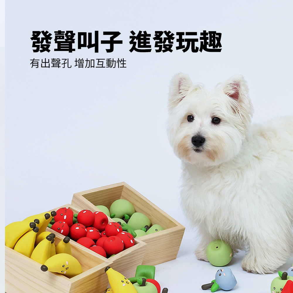 Roroarrr 天然乳膠發聲玩具 水果系列 狗玩具 可愛造型 天然玩具 安全玩具 水果造型