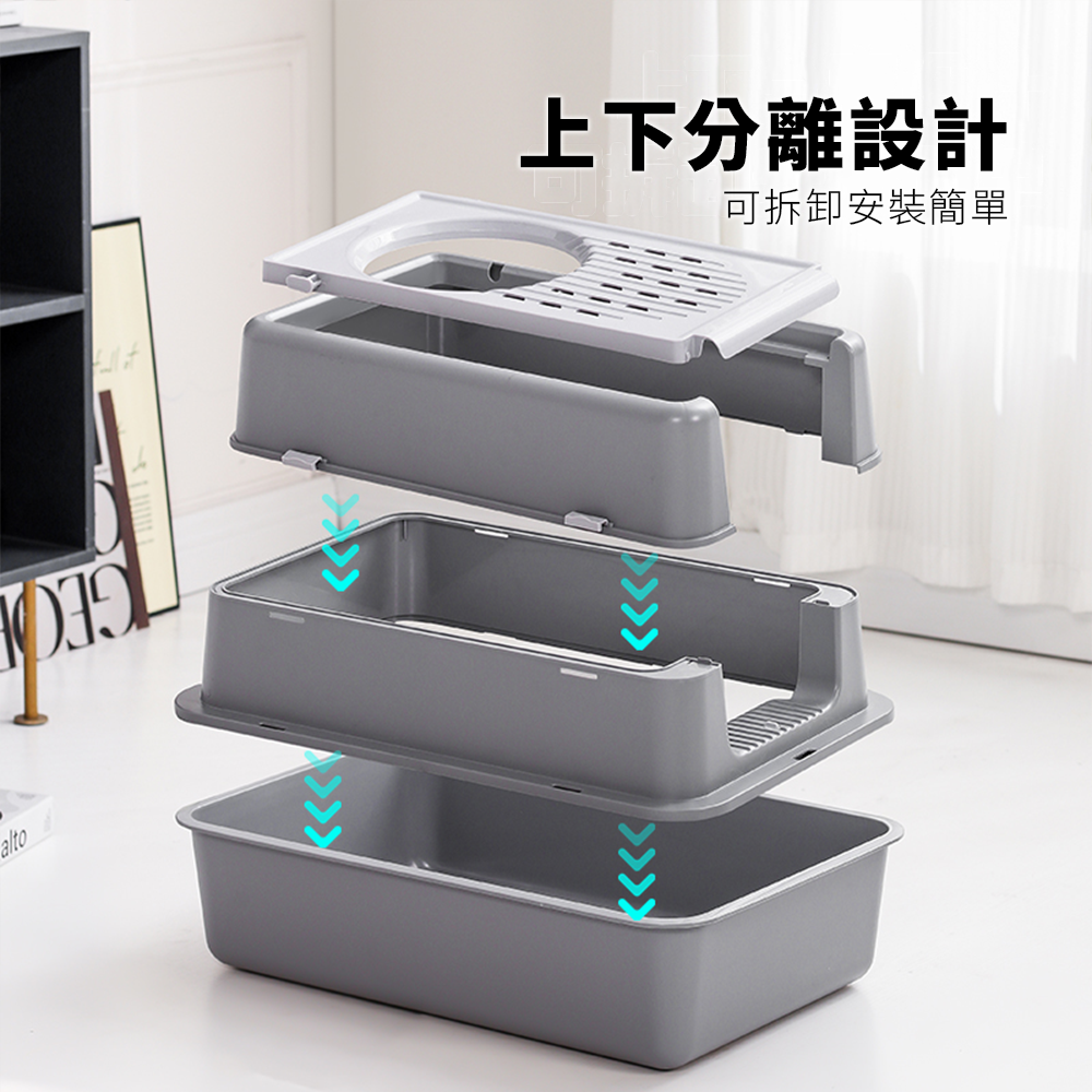 YoMix 掀蓋封閉式貓砂盆 貓砂盤 封閉式 超大空間 上出設計 透氣 自帶貓砂鏟掛孔