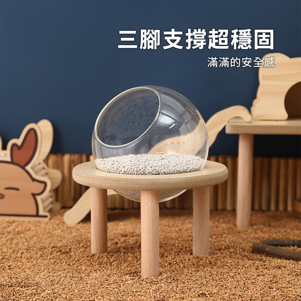 MY 倉鼠實木玻璃球浴室 倉鼠浴室太空艙浴房 廁所兩用 洗澡沐浴盆 尿砂浴沙防飛濺用品