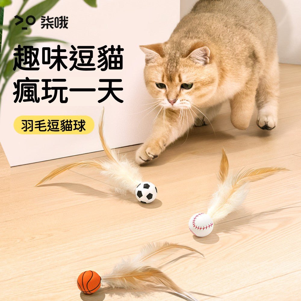 貓玩具 彈力雞毛球 寵物玩具 彈跳球玩具 羽毛彈跳球 彈力球 逗貓球 跳跳球 貓咪啃咬玩具