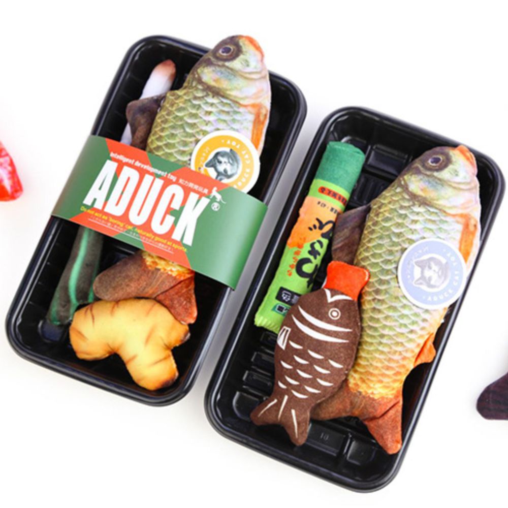 Audck整盒海鮮 貓草玩具 鮮魚玩具 貓薄荷 仿真玩具 發聲玩具 海鮮仿真玩具 寵物玩具 貓玩具