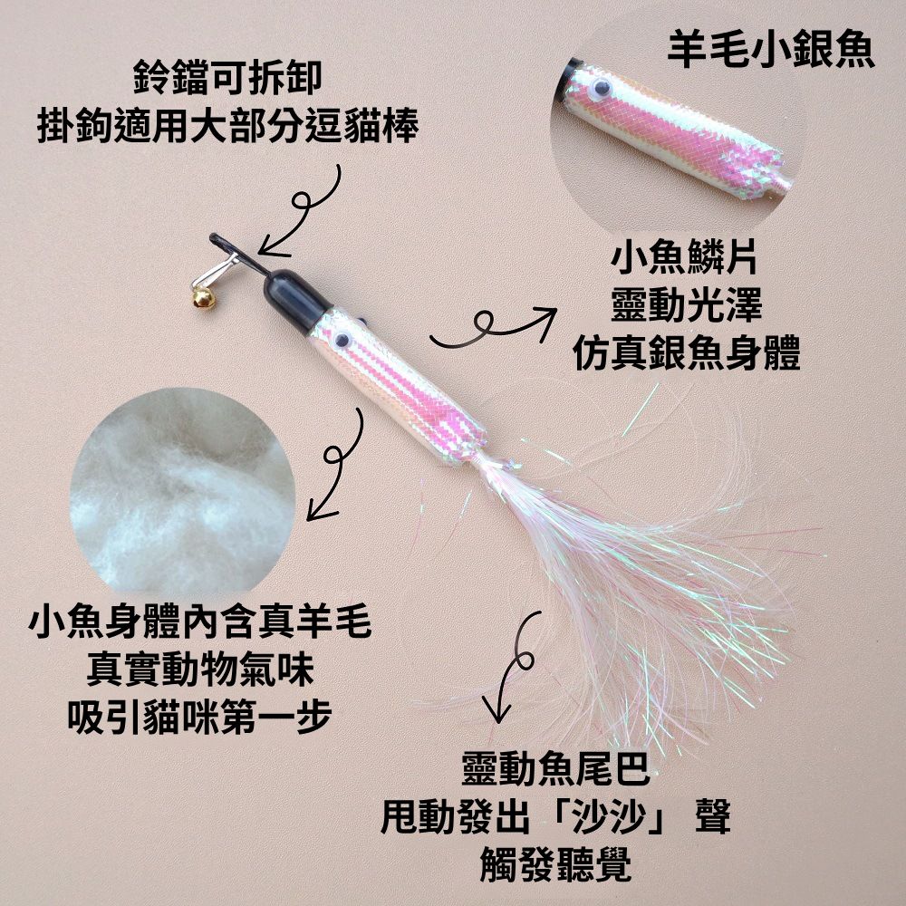 NB 海底生物 逗貓棒替換頭 貓咪互動玩具 高顏值逗貓頭 天然羊毛填充 貓玩具配件
