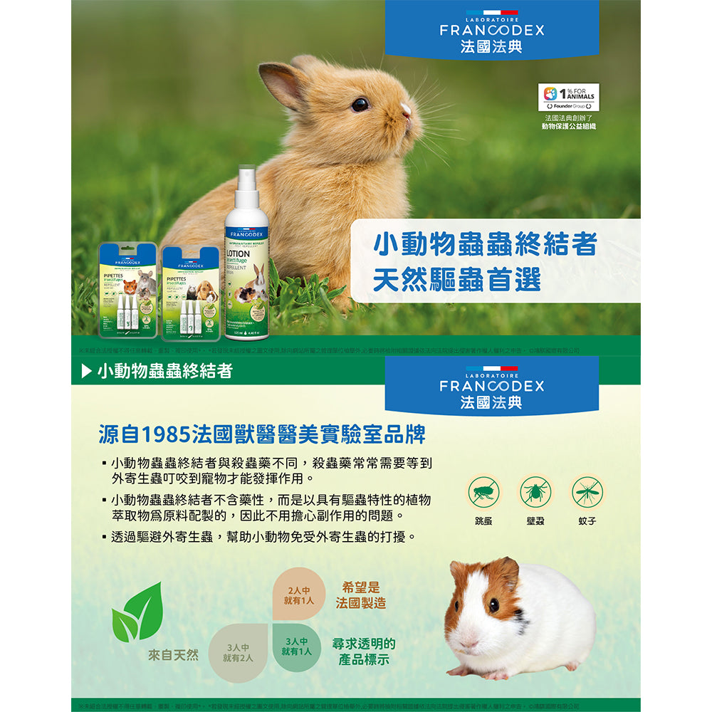 Francodex法典 小動物蟲蟲終結者 外用 噴劑 草食小動物 倉鼠 兔子 天竺鼠 毛掌櫃寵物