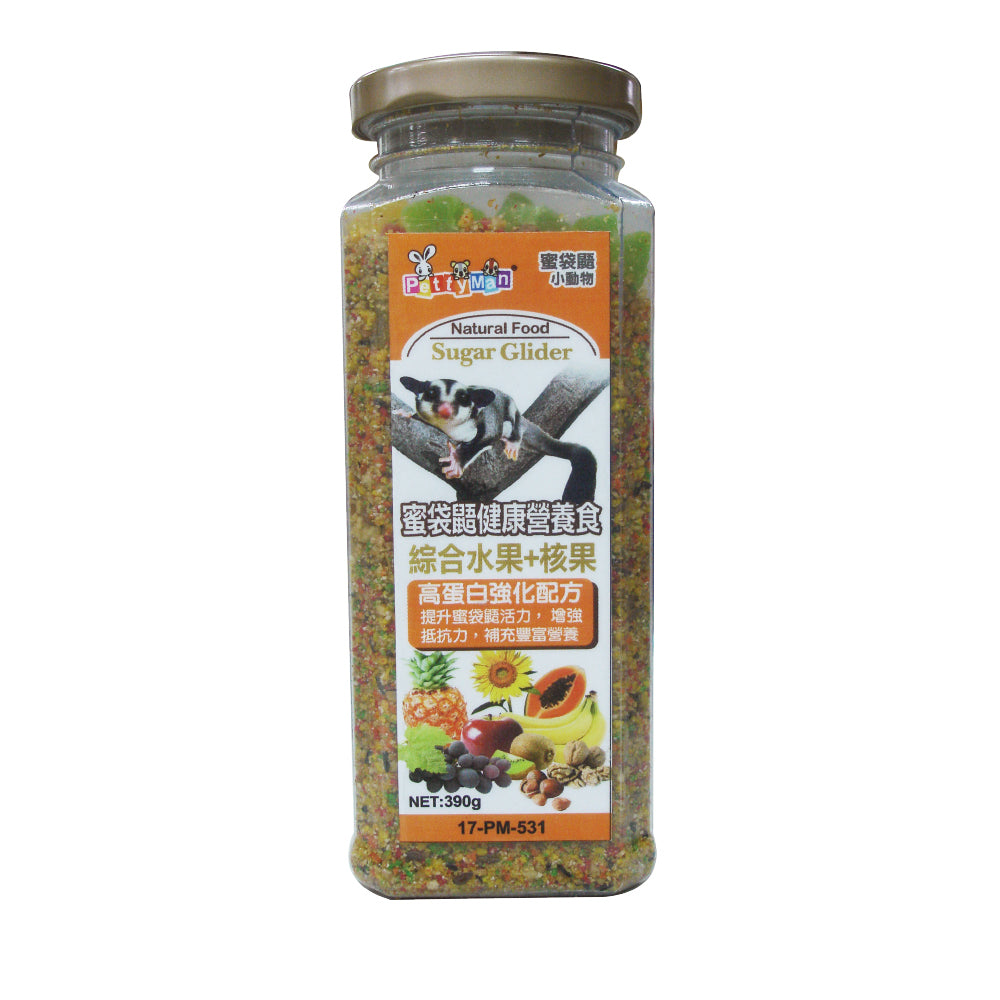 PettyMan 蜜袋鼯健康食-綜合水果 390g 蜜袋鼯飼料 小寵飼料 蜜袋鼯主食 蜜袋鼯食物 蜜袋鼯