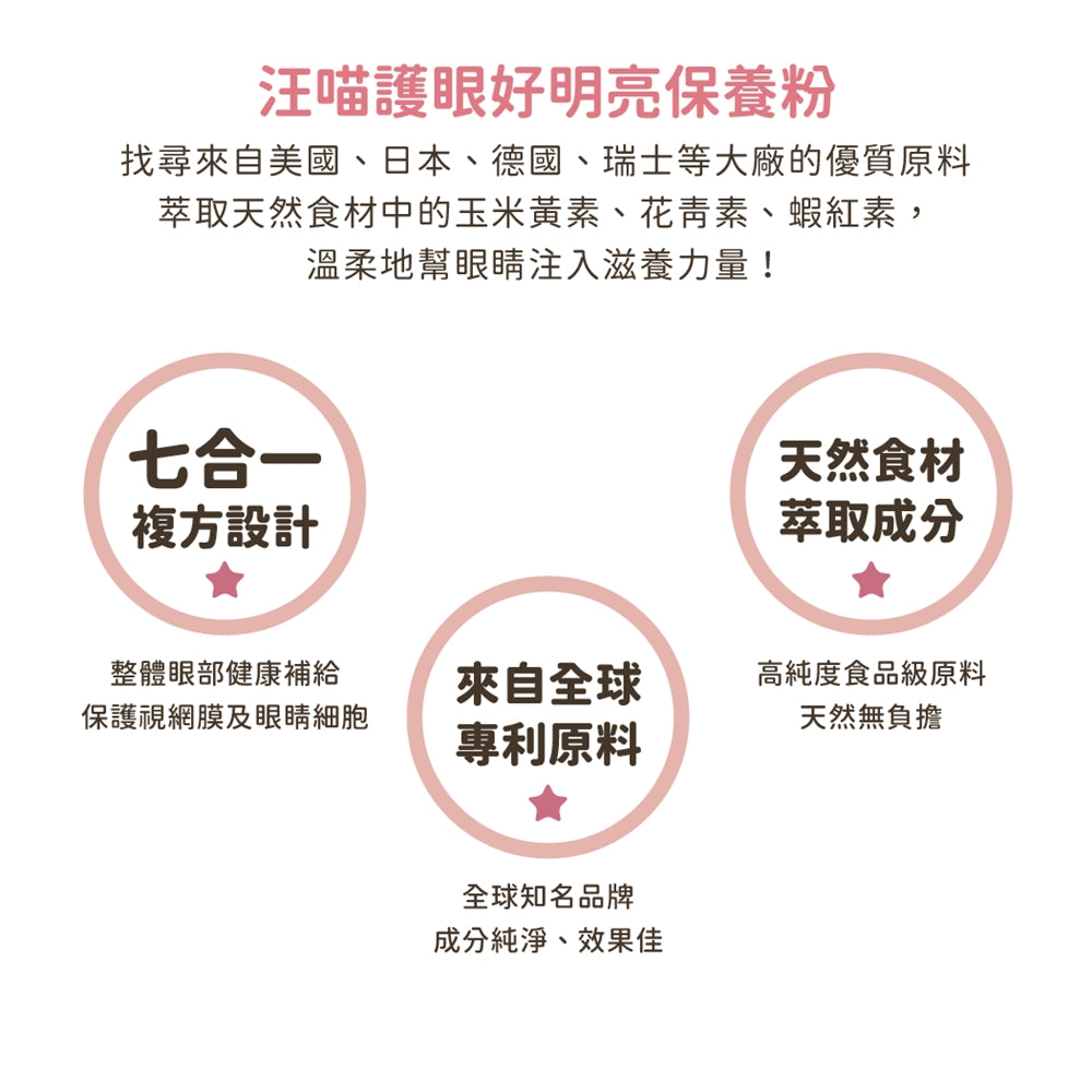 汪喵星球 護眼好明亮保養粉50顆 寵物葉黃素 蝦紅素 魚油
