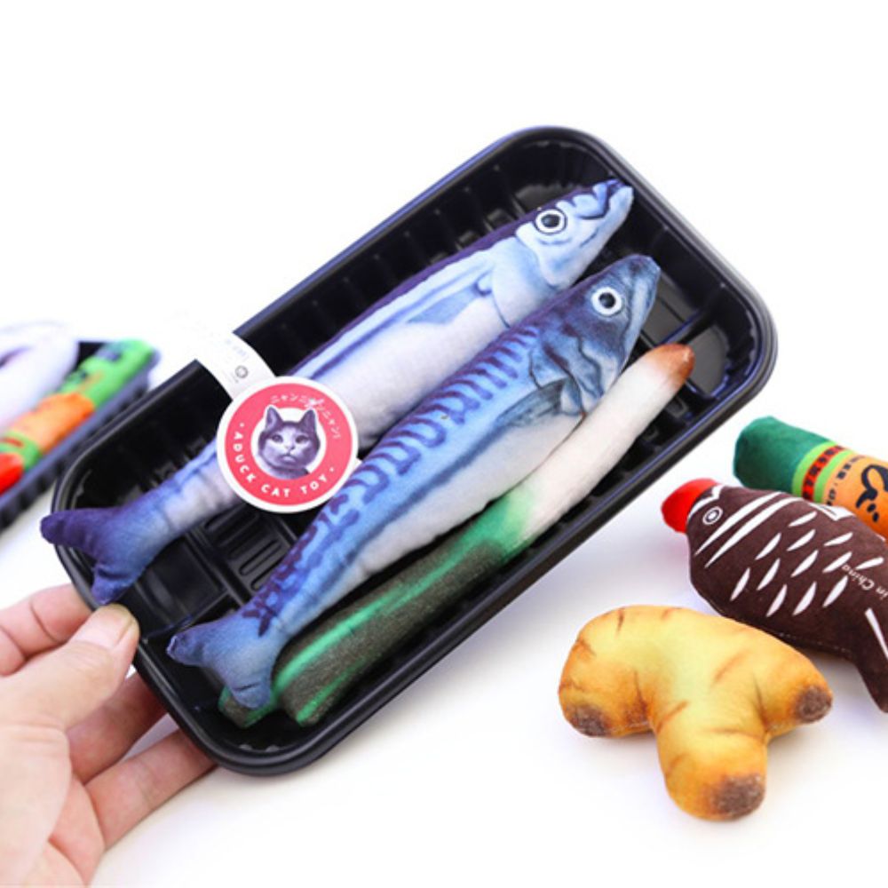 Audck整盒海鮮 貓草玩具 鮮魚玩具 貓薄荷 仿真玩具 發聲玩具 海鮮仿真玩具 寵物玩具 貓玩具