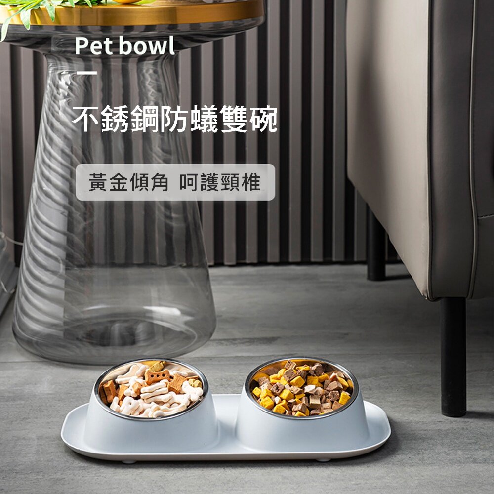 不鏽鋼防蟻雙碗 防蟻碗 防溢碗 寵物碗 狗碗 不銹鋼碗 寵物碗 居家用品