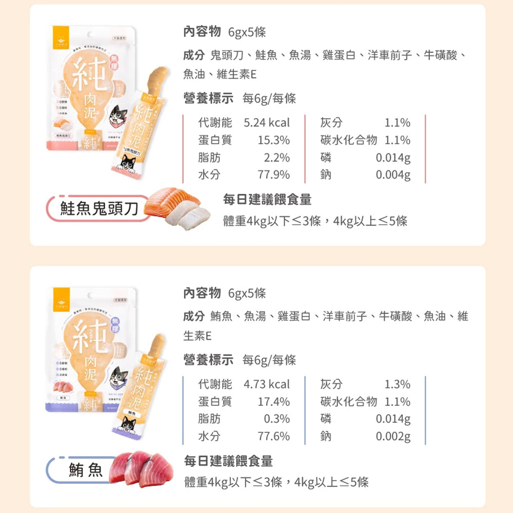 汪喵星球 無膠純肉泥 6g*5 貓零食 肉泥 貓肉泥 純肉泥 肉泥條