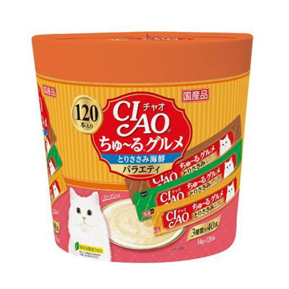 CIAO 日本製 家庭號 桶裝 貓用肉泥桶 14g/120入 ( 貓肉泥 零食 燒肉泥 肉泥 貓零食 )