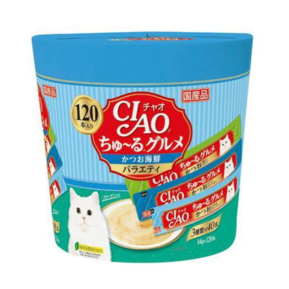 CIAO 日本製 家庭號 桶裝 貓用肉泥桶 14g/120入 ( 貓肉泥 零食 燒肉泥 肉泥 貓零食 )