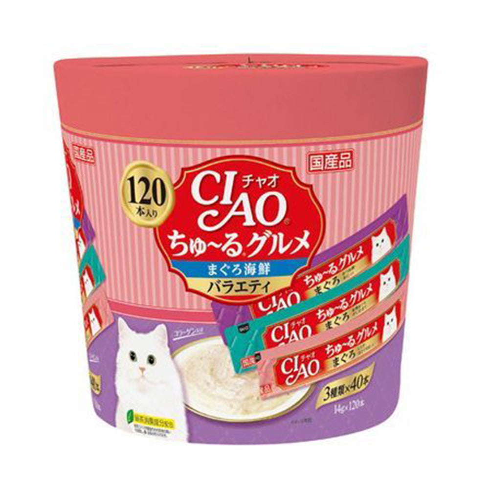 CIAO 日本製 家庭號 桶裝 貓用肉泥桶 14g/120入 ( 貓肉泥 零食 燒肉泥 肉泥 貓零食 )
