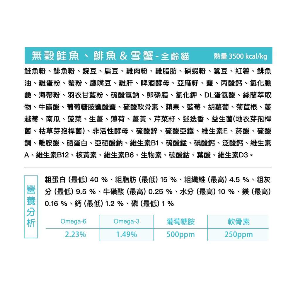 Auroria 極光 貓飼料 全齡貓 貓糧 極光天然糧 無穀 雞肉 鮭魚 毛掌櫃寵物