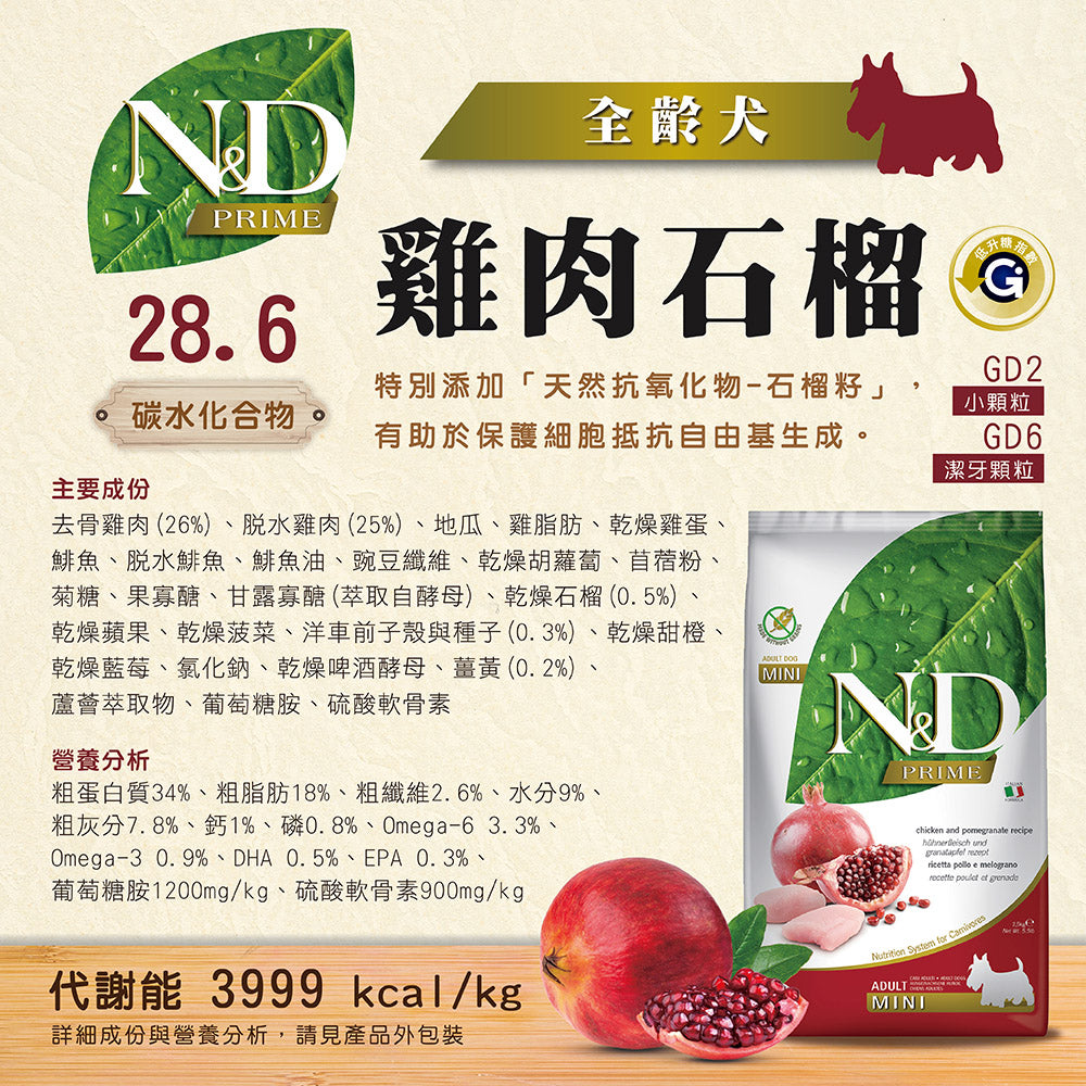法米納ND 天然狗糧全品項1.5~5kg 無穀 南瓜無穀 小顆粒 潔牙顆粒 幼犬 全齡犬 狗飼料