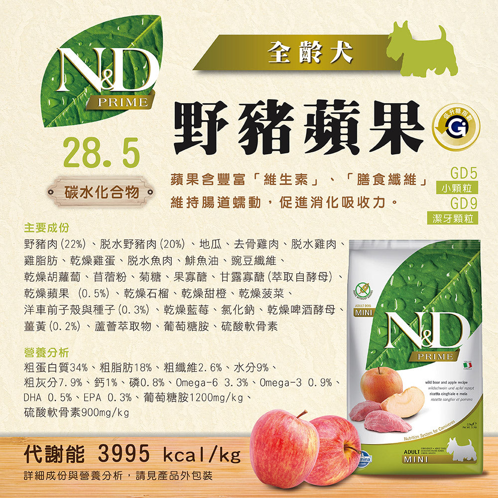 法米納ND 天然狗糧全品項7~12kg 無穀 南瓜無穀 小顆粒 潔牙顆粒 幼犬 全齡犬 狗飼料