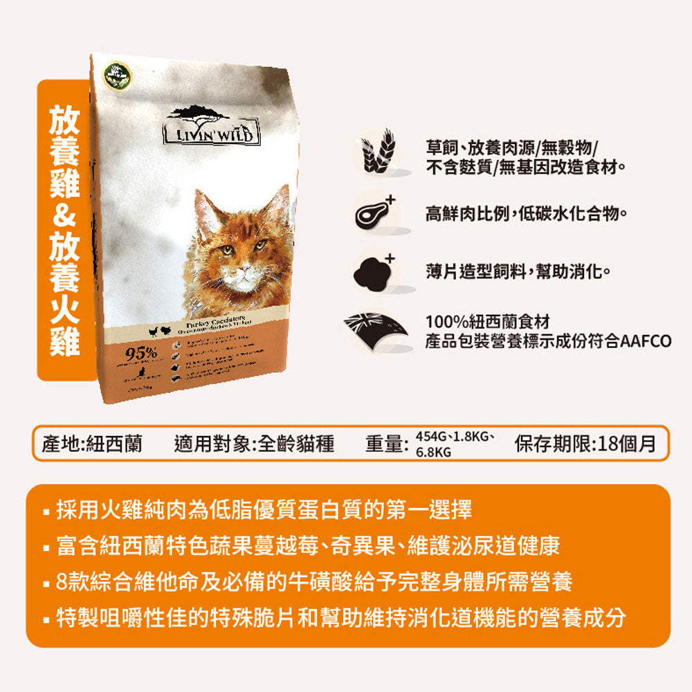Livin Wild 野宴 紐西蘭無穀 貓飼料 貓糧 無穀貓飼料 無穀貓糧