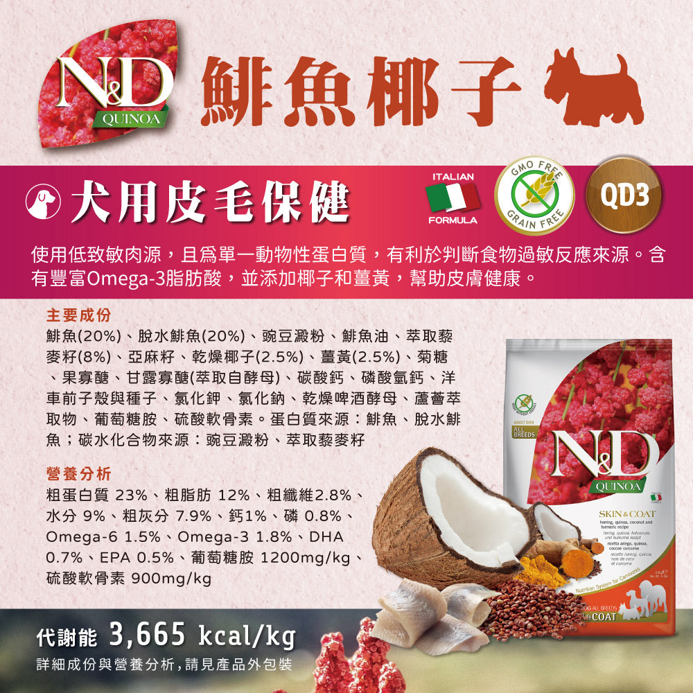 法米納ND 天然狗糧全品項1.5~5kg 無穀 南瓜無穀 小顆粒 潔牙顆粒 幼犬 全齡犬 狗飼料