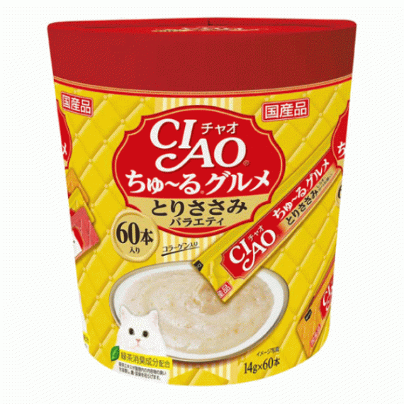 CIAO 日本製 家庭號 桶裝 貓用肉泥桶 14g/120入 ( 貓肉泥 零食 燒肉泥 肉泥 貓零食 )