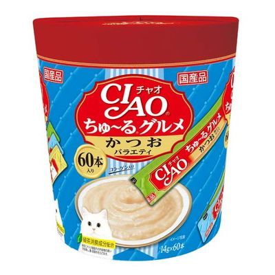 CIAO 日本製 家庭號 桶裝 貓用肉泥桶 14g/120入 ( 貓肉泥 零食 燒肉泥 肉泥 貓零食 )
