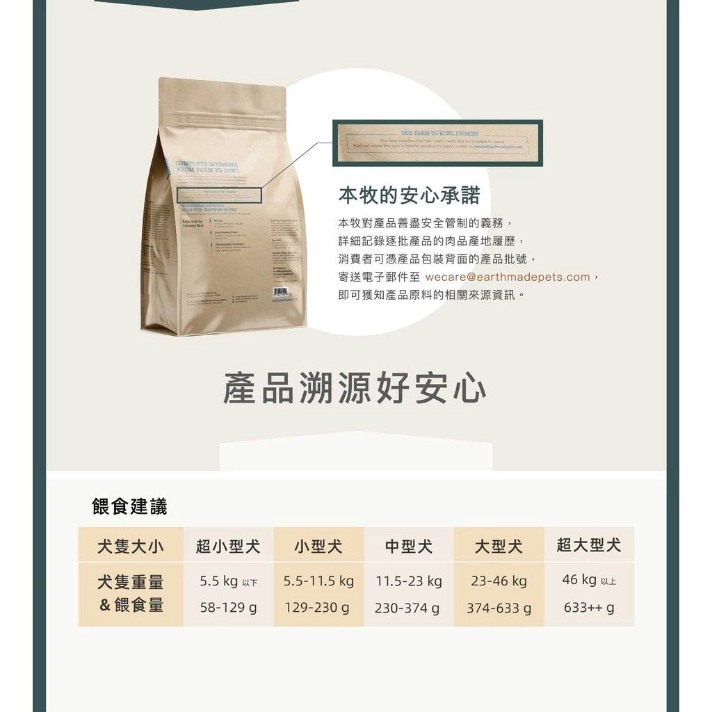 本牧 狗飼料 犬糧 本牧飼料 紐西蘭無穀 犬飼料 無穀成犬糧 earthmade