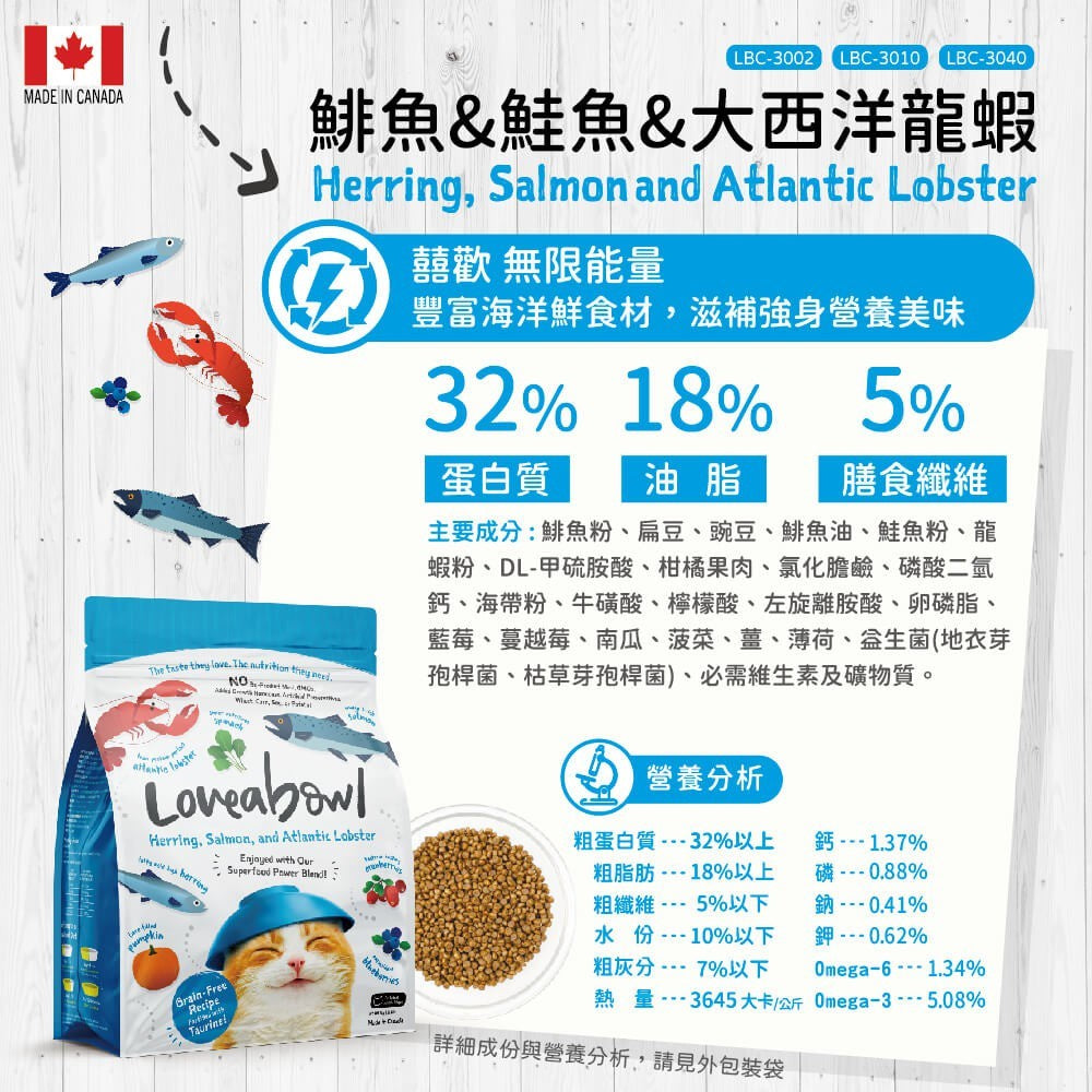 Loveabowl 囍碗 無穀貓飼料 加拿大無穀貓飼料 貓乾糧 貓糧