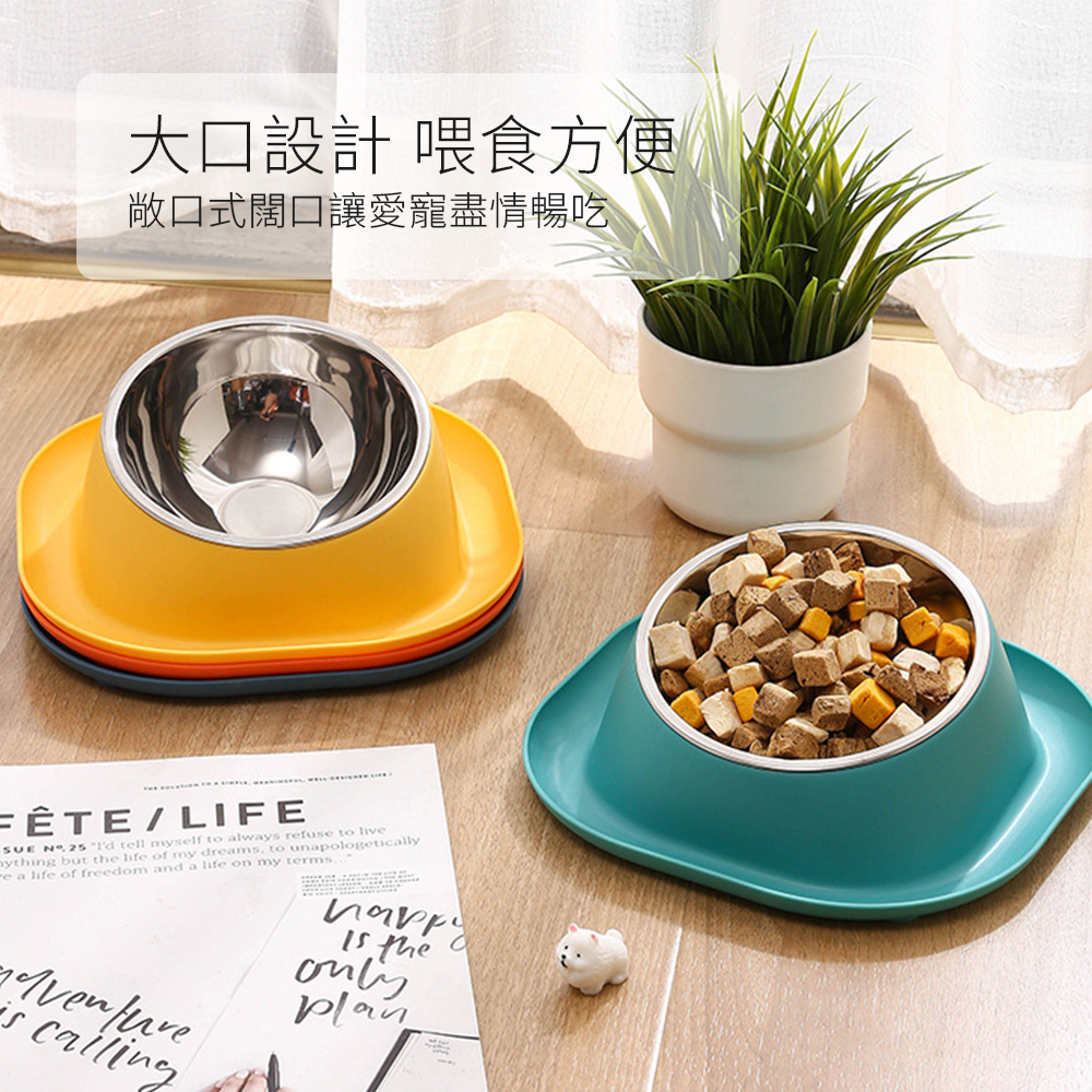 HYC不鏽鋼防蟻傾斜 單碗 傾斜寵物碗 寵物食具 不鏽鋼單碗 彩色單碗 貓狗 健康水碗