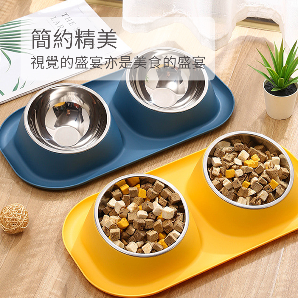 HYC不鏽鋼防蟻傾斜 雙碗 傾斜寵物碗 寵物食具 不鏽鋼 雙碗 彩色雙碗 貓狗健康水碗 小寵適用