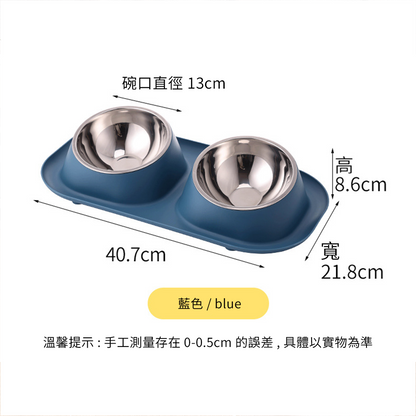 HYC不鏽鋼防蟻傾斜 雙碗 傾斜寵物碗 寵物食具 不鏽鋼 雙碗 彩色雙碗 貓狗健康水碗 小寵適用