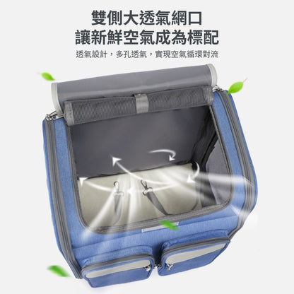 GZD便攜箱型拉桿後背包 寵物背包 寵物外出包 外出旅行寵物雙肩包 拉桿寵物推車 外出拉桿背包