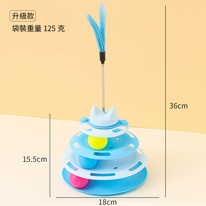ACC貓耳旋轉四層貓轉盤 貓咪 轉盤 玩具 自嗨神器 軌道球 逗貓器 逗貓 棒 寵物玩具