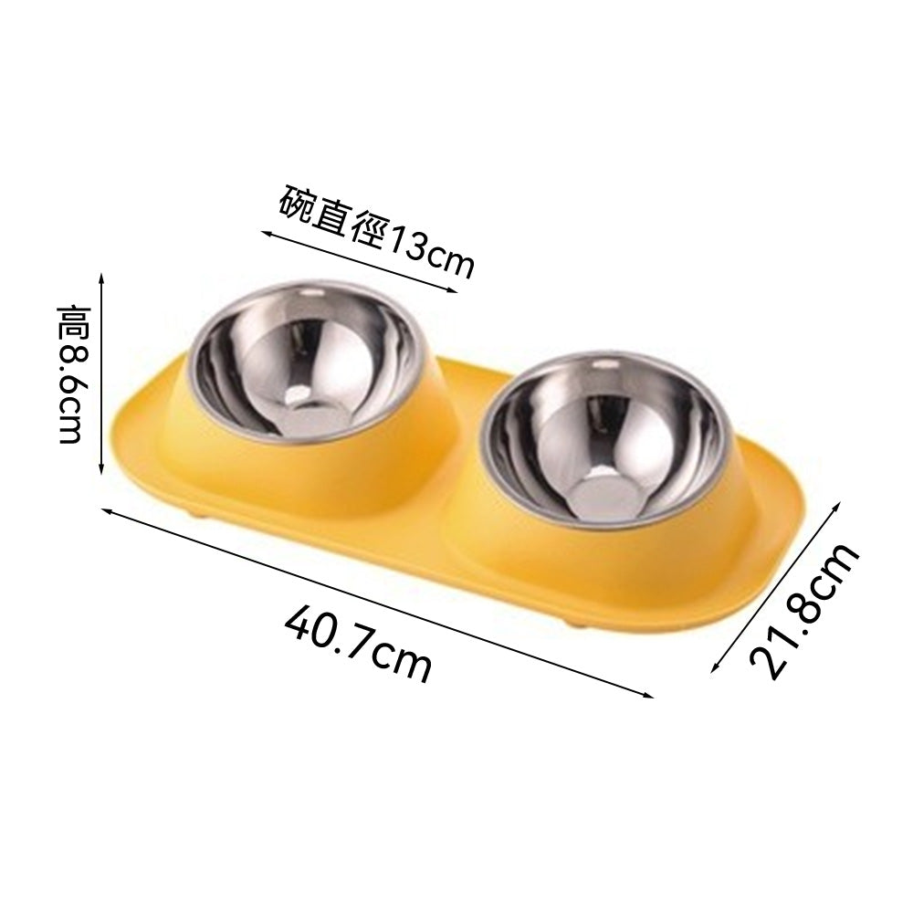 HYC不鏽鋼防蟻傾斜 雙碗 傾斜寵物碗 寵物食具 不鏽鋼 雙碗 彩色雙碗 貓狗健康水碗 小寵適用