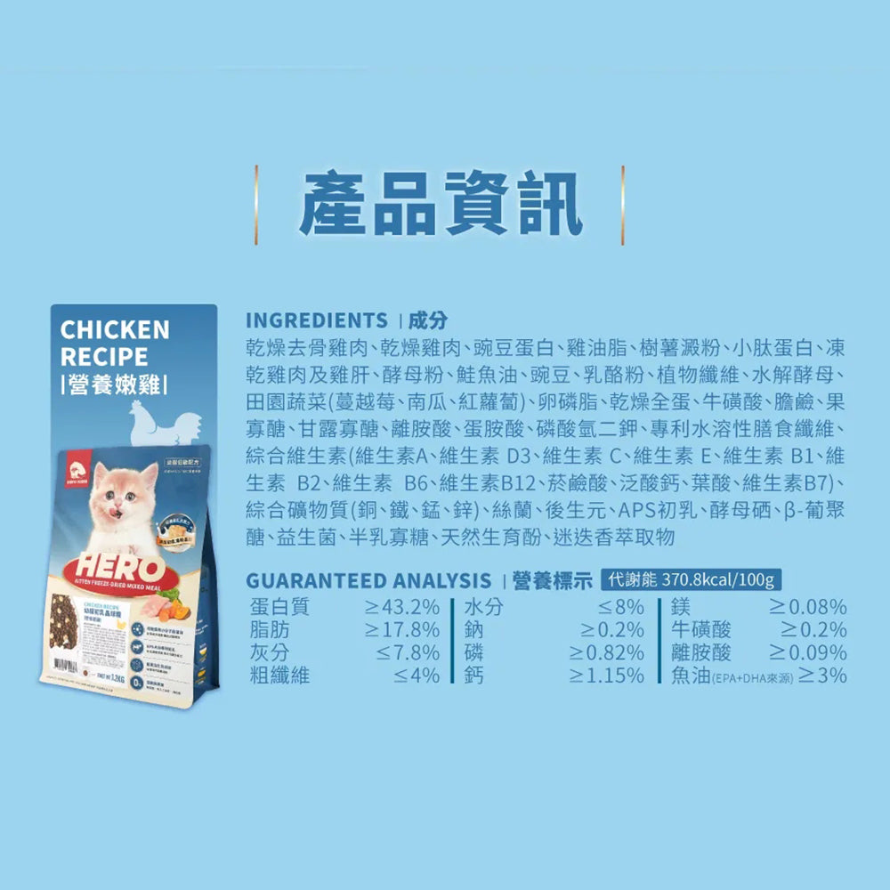 HeroMama 英雄媽 益生菌凍乾晶球貓糧 原肉凍乾糧 無穀 貓飼料