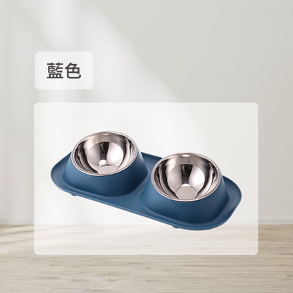 HYC不鏽鋼防蟻傾斜 雙碗 傾斜寵物碗 寵物食具 不鏽鋼 雙碗 彩色雙碗 貓狗健康水碗 小寵適用