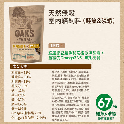 OAKS 歐克斯天然無穀貓飼料 (幼貓/室內貓/成貓/熟齡貓)