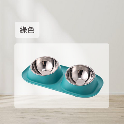 HYC不鏽鋼防蟻傾斜 雙碗 傾斜寵物碗 寵物食具 不鏽鋼 雙碗 彩色雙碗 貓狗健康水碗 小寵適用