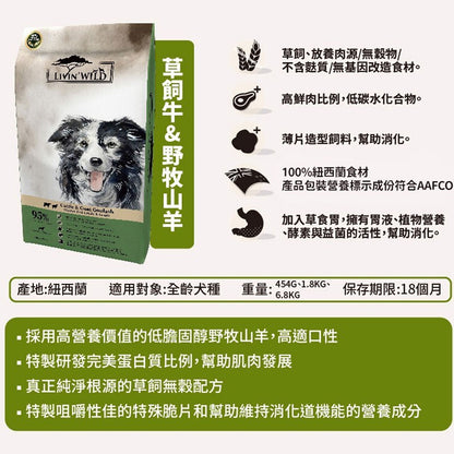Livin Wild 野宴 紐西蘭無穀 狗飼料 犬糧 無穀狗飼料 無穀犬糧