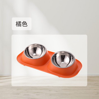 HYC不鏽鋼防蟻傾斜 雙碗 傾斜寵物碗 寵物食具 不鏽鋼 雙碗 彩色雙碗 貓狗健康水碗 小寵適用