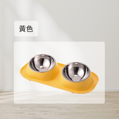 HYC不鏽鋼防蟻傾斜 雙碗 傾斜寵物碗 寵物食具 不鏽鋼 雙碗 彩色雙碗 貓狗健康水碗 小寵適用