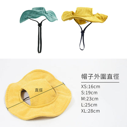 寵物帽 漁夫帽 戶外遮陽帽 寵物帽子 帽子 寵物遮陽帽 遮陽帽 燈芯絨面料