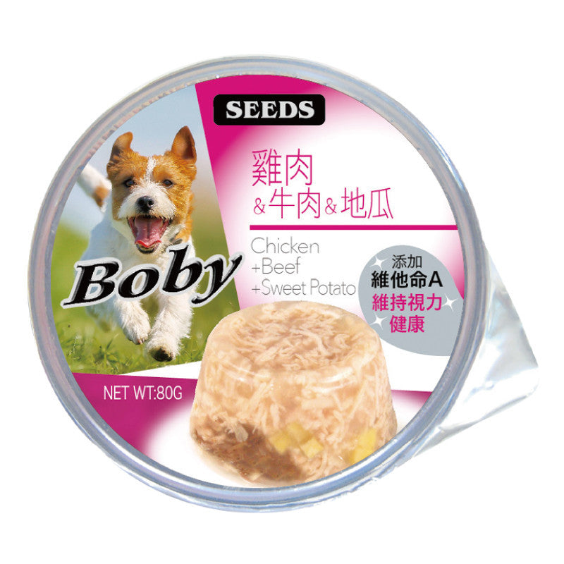 SEEDS 惜時 Boby 特級機能愛犬餐罐 80G 狗罐頭 餐盒